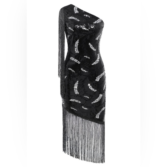 La Revue Nègre Feather Sequins Evening Gown, Flapper 1920’s inspired - Picture 11 of 12